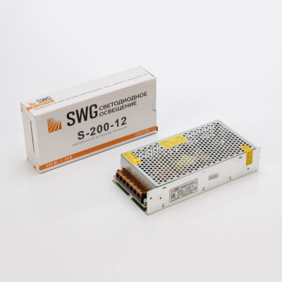 Блок питания сетка SWG 200W, 12V, 16.7A, IP20, Серия S, (арт 000109)