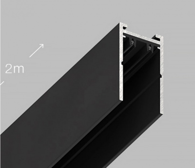 Шинопровод 2х-контактный, SLIMLINE, 220V, магнитный, черный, 2000х32х57mm, (2м) ( Р4 )